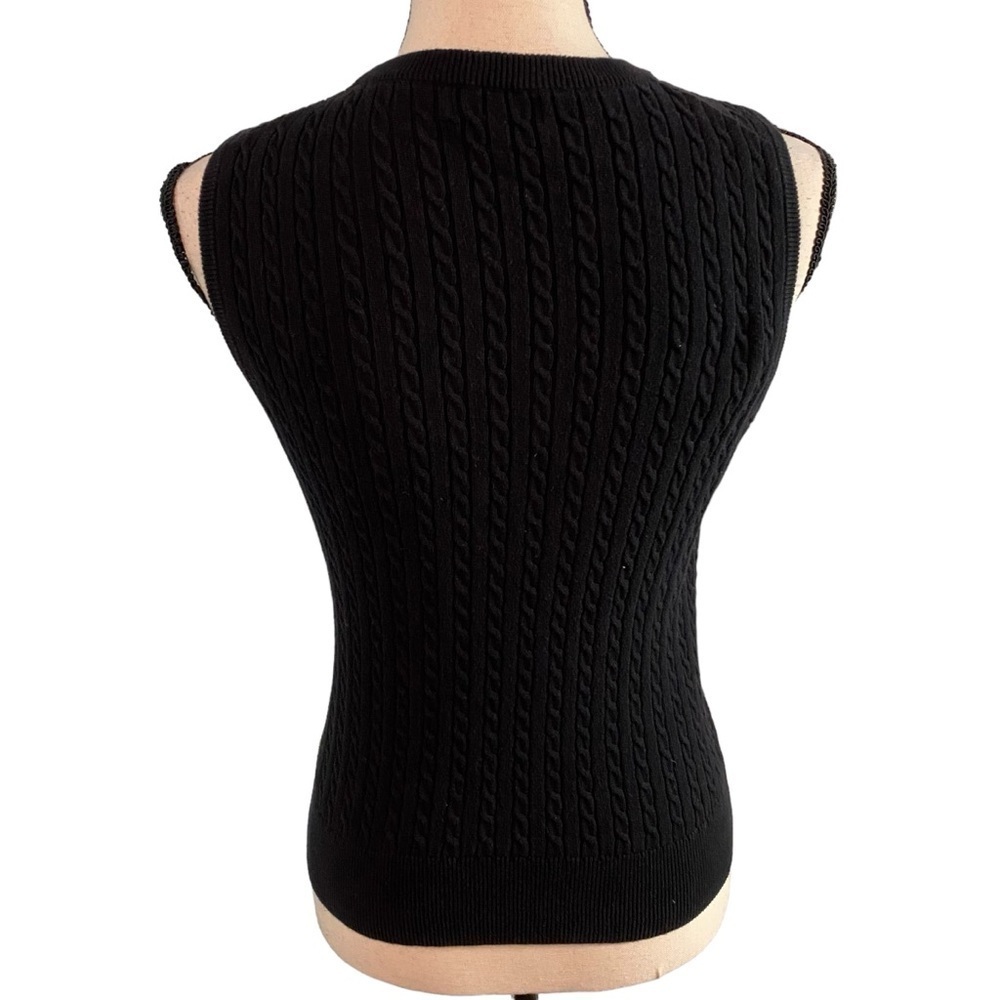 Lilly Pulitzer Black Sleeveless Crewneck Sweater Vest Size Small Cable-knit - Picture 4 of 12